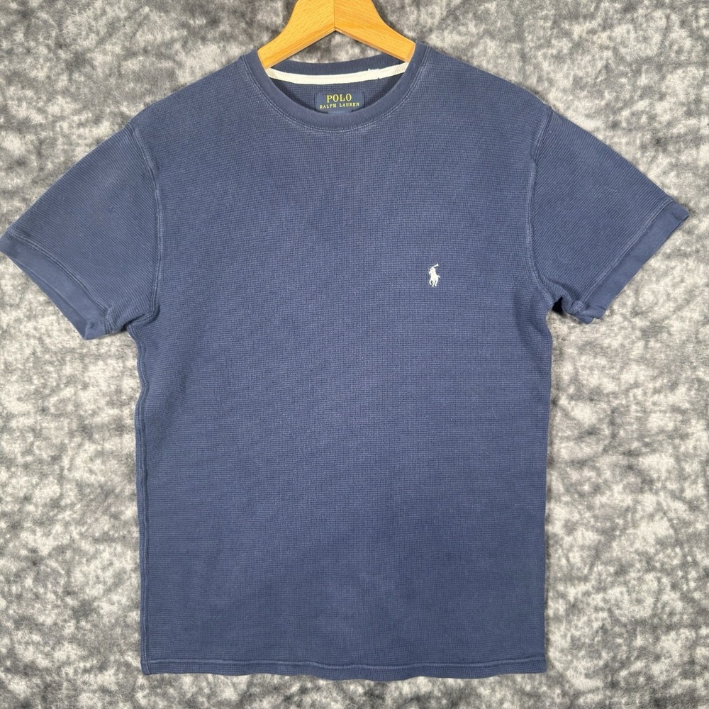 Polo Ralph Lauren Waffle Knit TShirt Mens Size M Short Sleeve Blue
